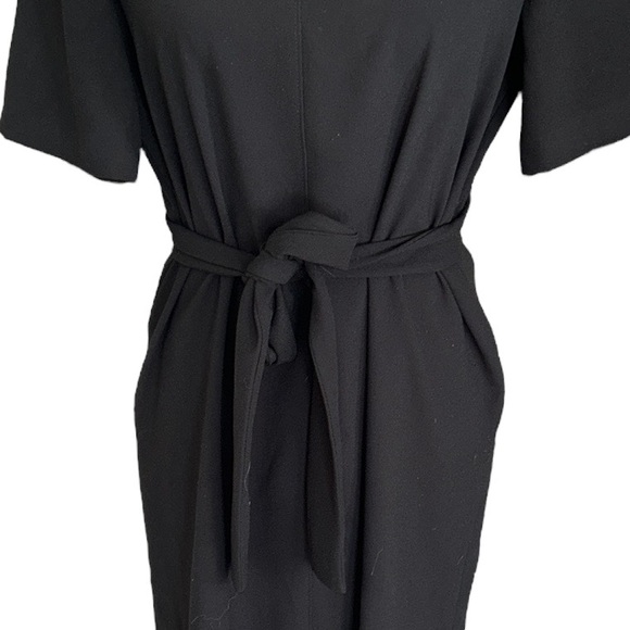 Zara Black Tie Waist Bow Detail Sheath Midi Dress - M - Picture 7 of 16